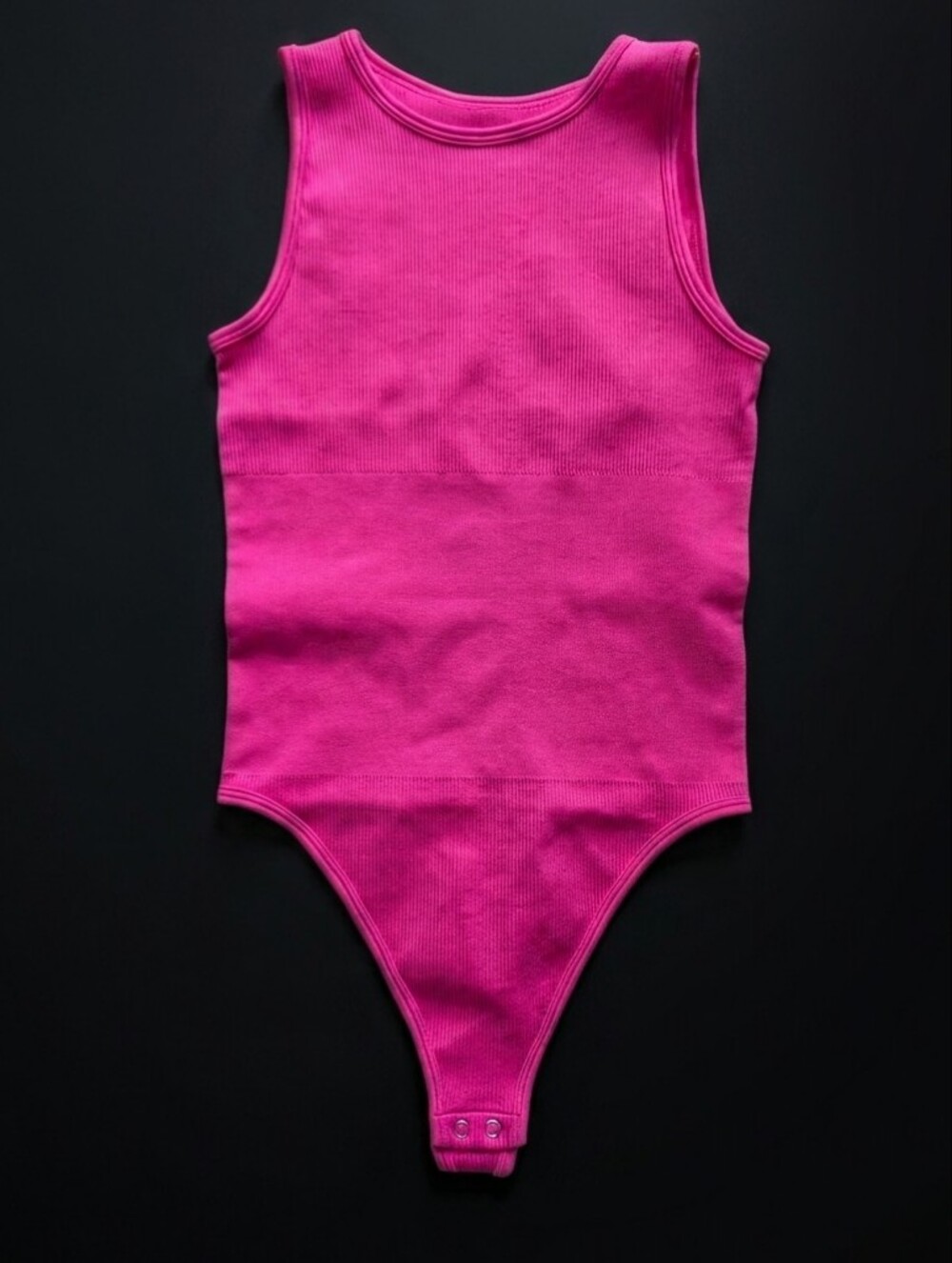Ribbed One-Piece Bodysuit - Hot Pink/Fuscia